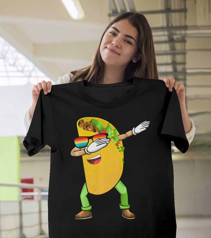 Dabbing Taco With Sunglasses Cinco De Mayo Fiesta Fun T-Shirt
