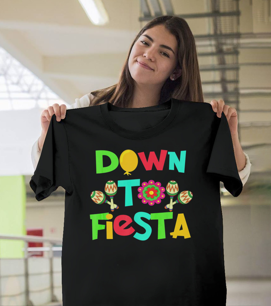 Down To Fiesta Cinco De Mayo Colorful Maracas Balloon Flower T-Shirt
