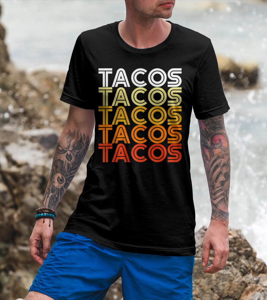 Cool Retro Vintage Tacos Gradient T-Shirt