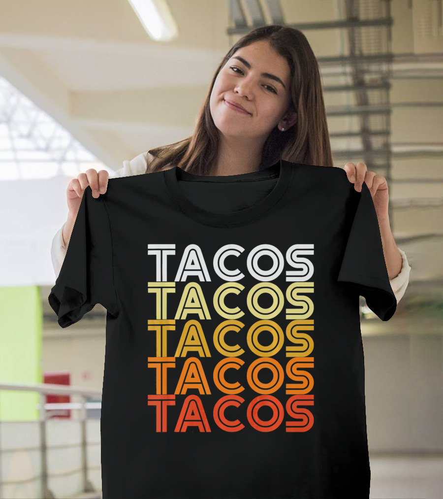 Cool Retro Vintage Tacos Gradient T-Shirt