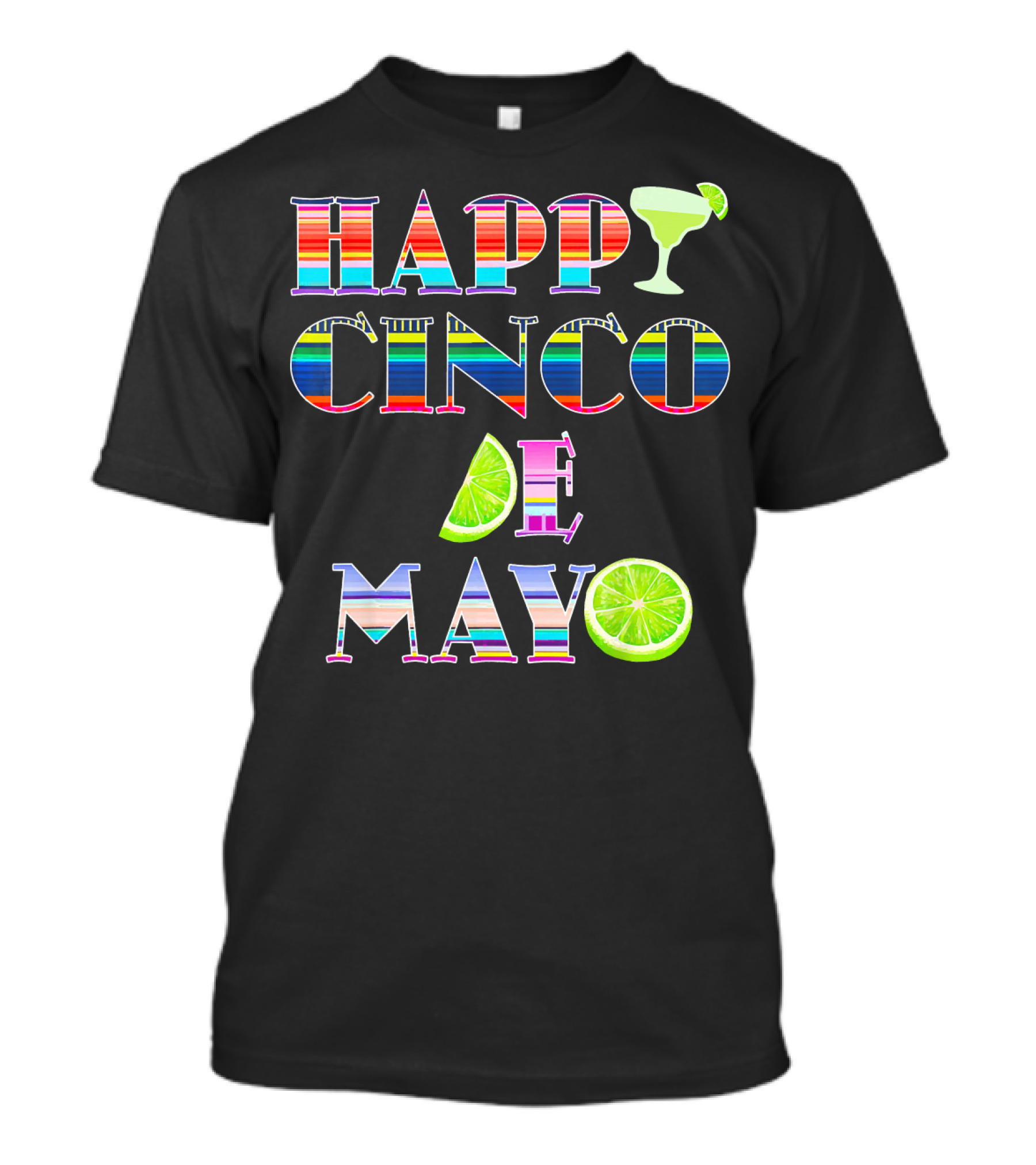 HAPPY CINCO DE MAYO Serape Stripes Margarita Lime T-Shirt