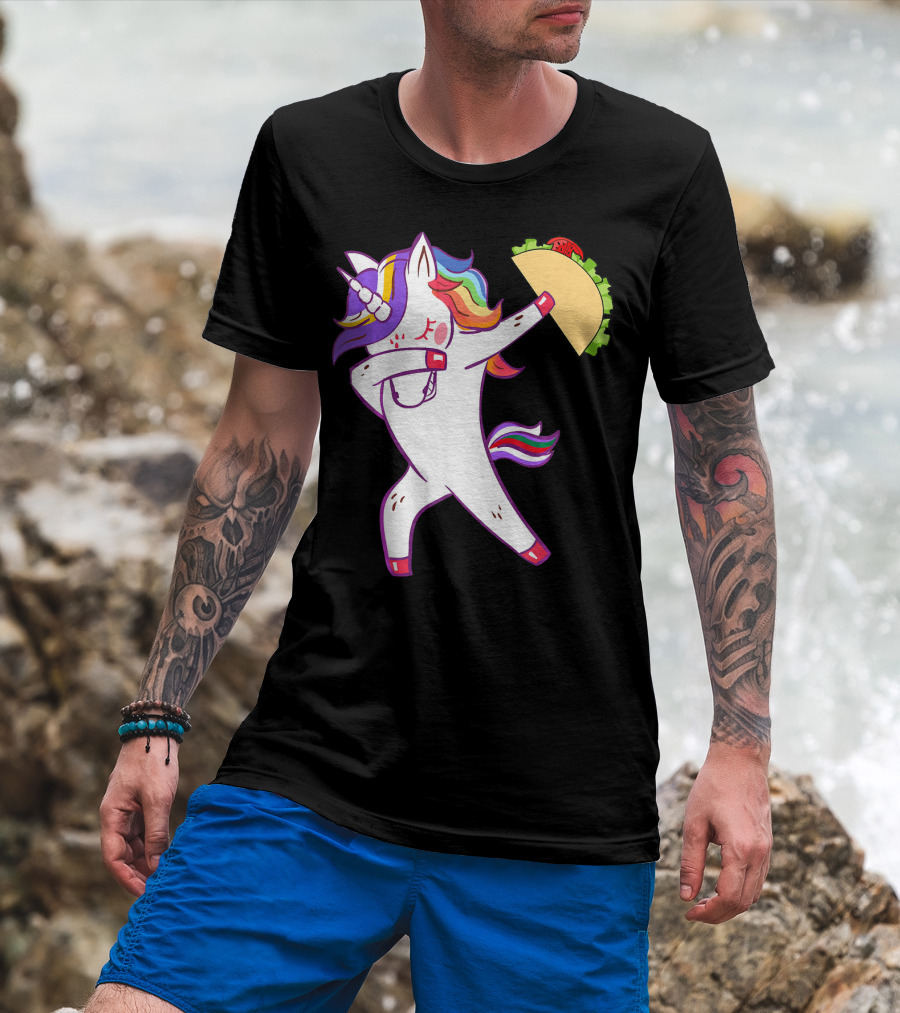 Unicorn Dabbing With Taco Cinco De Mayo T-Shirt