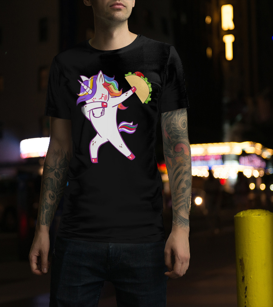 Unicorn Dabbing With Taco Cinco De Mayo T-Shirt