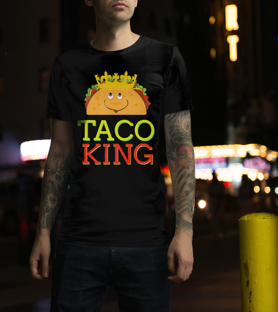 Taco King Funny Cinco DE With Smiling Crowned Taco T-Shirt