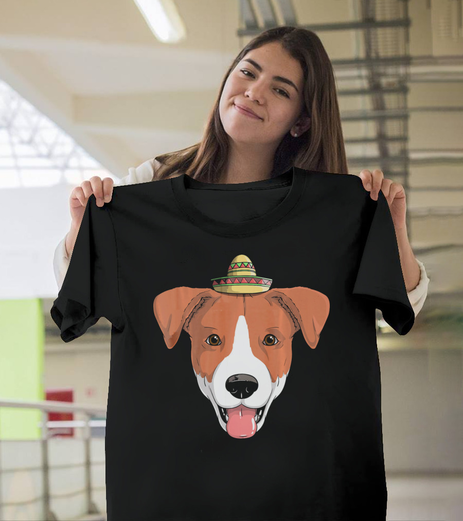 Jack Russell Dog Sombrero Fiesta Cinco De Mayo T-Shirt