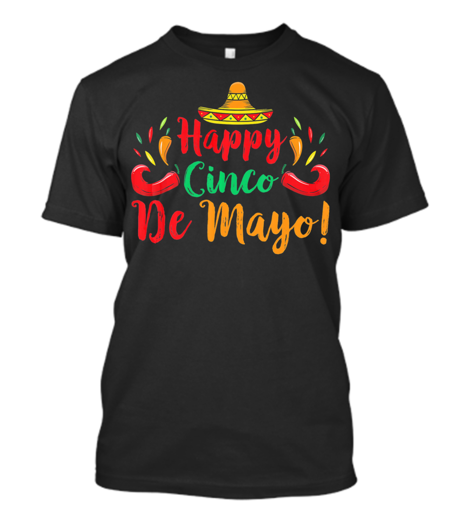 Happy Cinco De Mayo Sombrero And Peppers T-Shirt