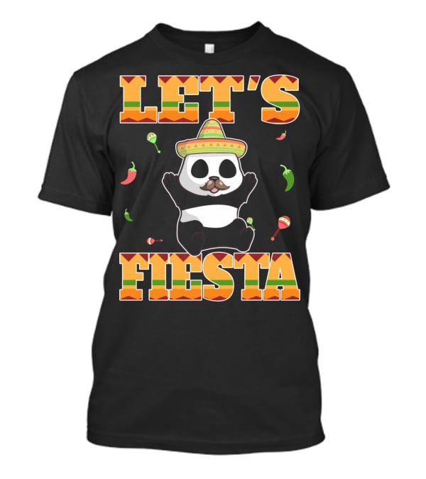 Let's Fiesta Panda Sombrero Maracas Peppers Cinco De Mayo Mexican T-Shirt