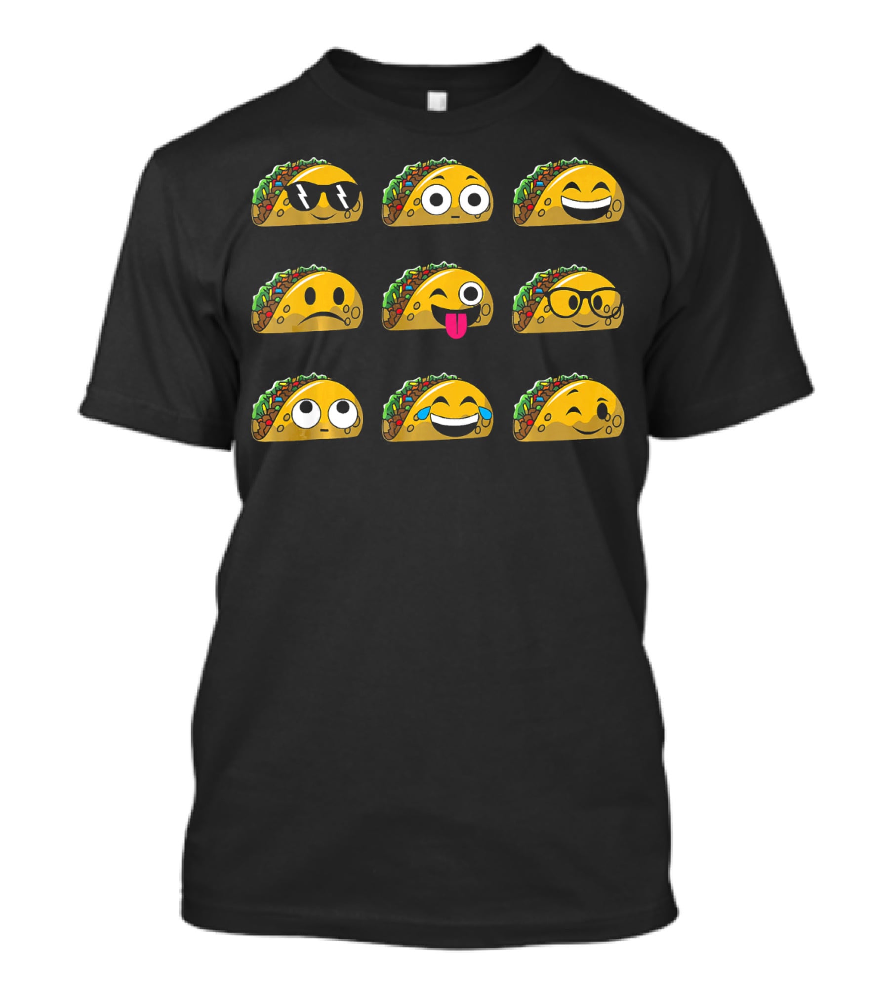 Funny Mexican Food Taco Emojis With Different Expressions T-Shirt