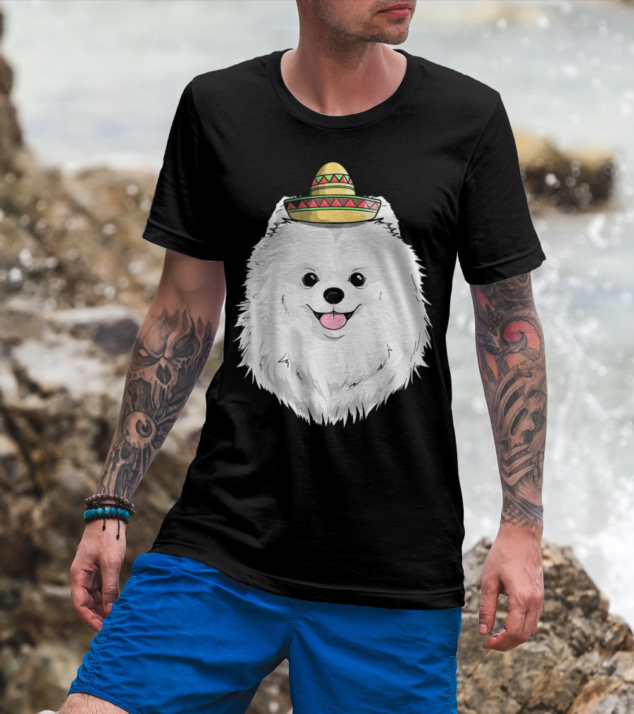 Fiesta Pomeranian Dog Sombrero Cinco De Mayo T-Shirt