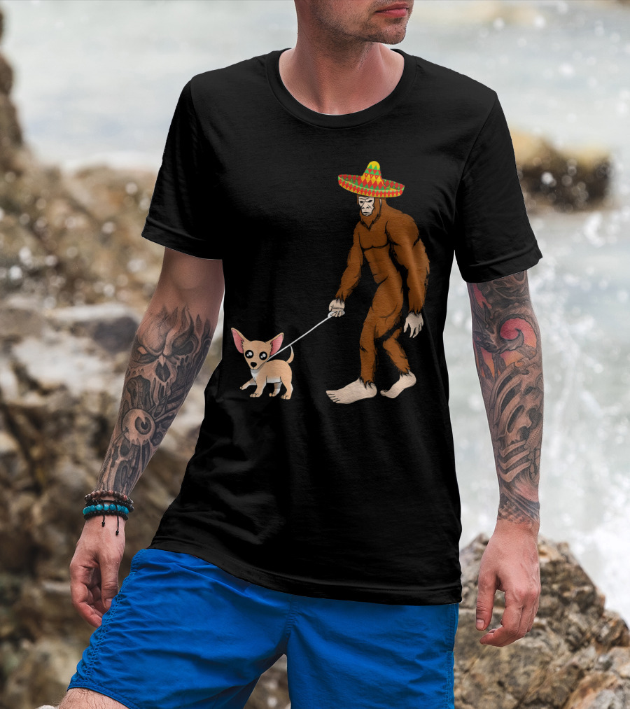 Bigfoot Sombrero And Chihuahua T-Shirt