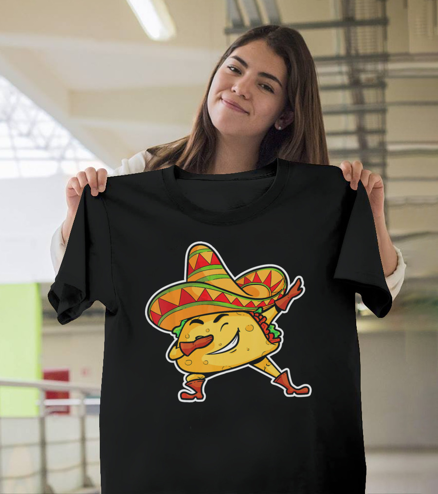 Dabbing Taco With Sombrero Cinco De Mayo T-Shirt