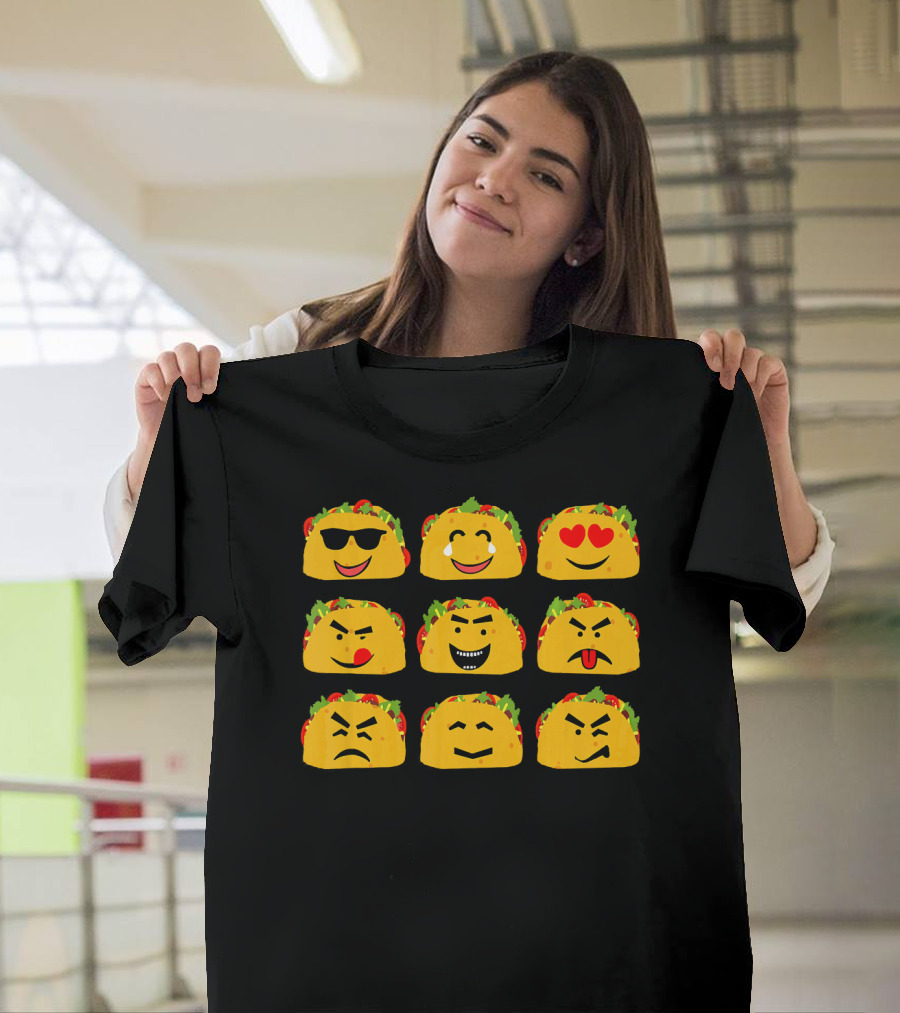 Taco Faces Emoji Cinco De Mayo Mexican T-Shirt