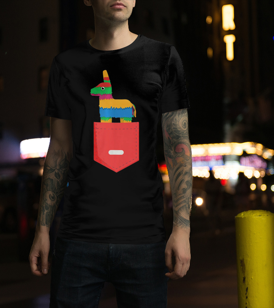 Cinco De Mayo Mexican Pinata In Pocket T-Shirt