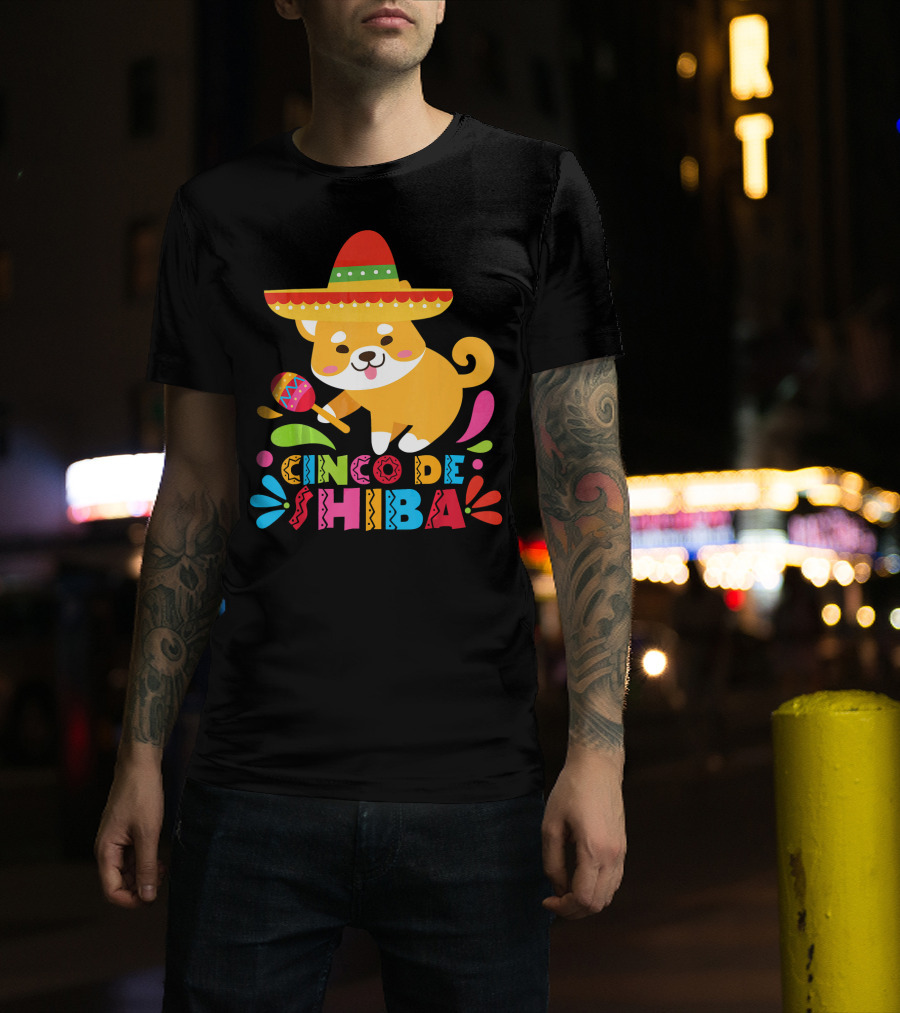 Cinco De Shiba Dog Mexican Fiesta T-Shirt