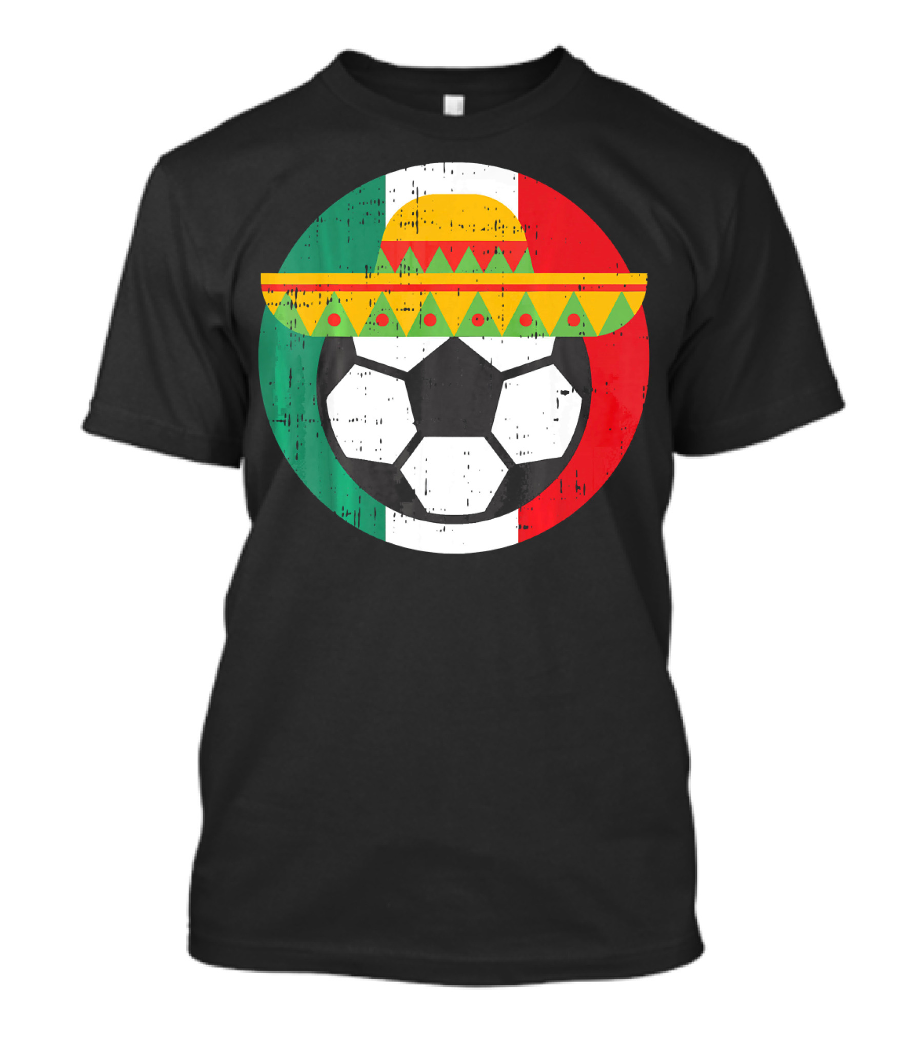 Mexico Soccer Ball Funny Mexican Cinco Sombrero Flag T-Shirt