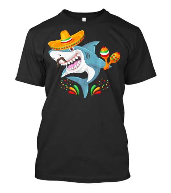 Cinco De Mayo Shark Sombrero Maracas Fiesta Mexican T-Shirt