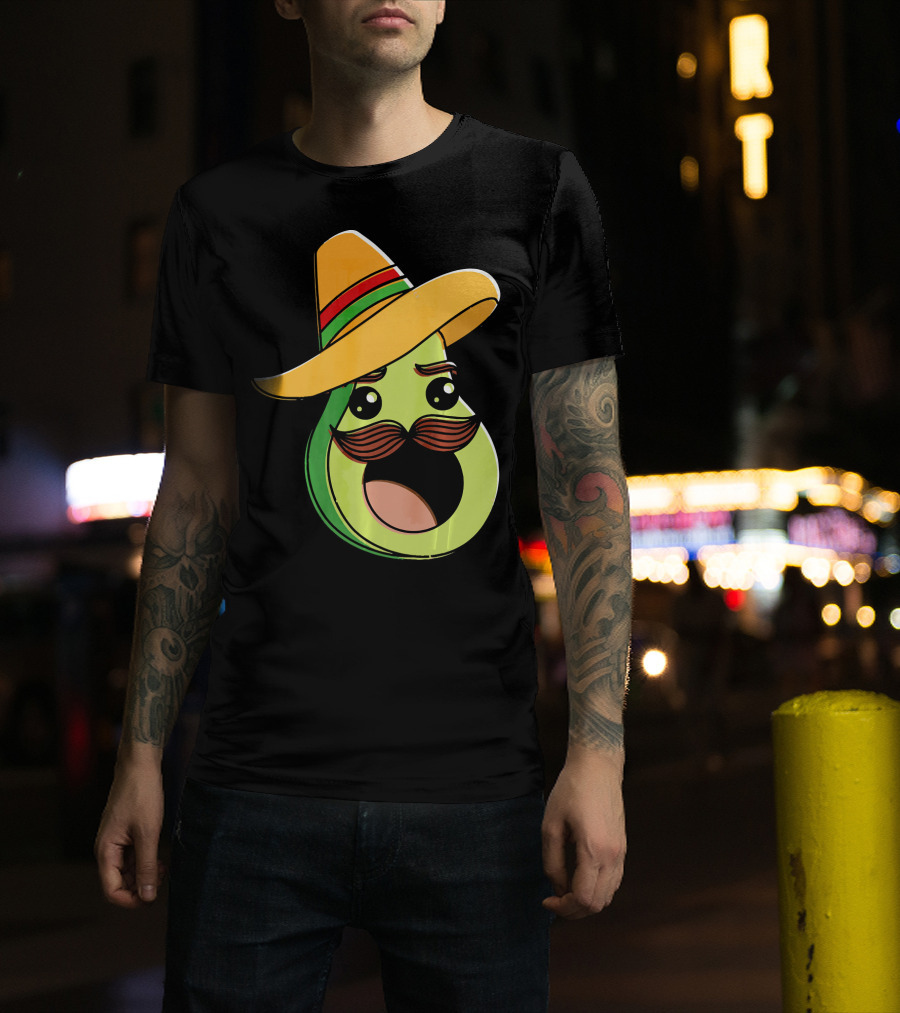 Cinco De Mayo Funny Avocado With Sombrero And Mustache T-Shirt