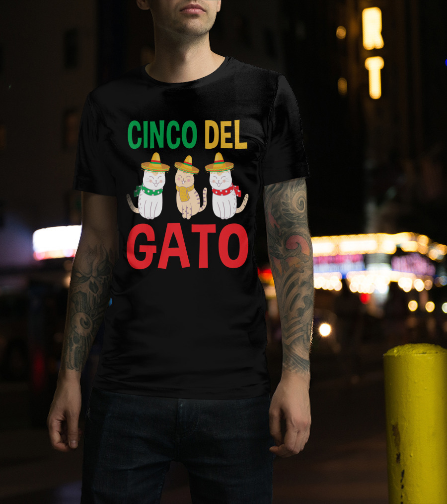 Cinco Del Gato Funny Mexican Cats Sombrero T-Shirt