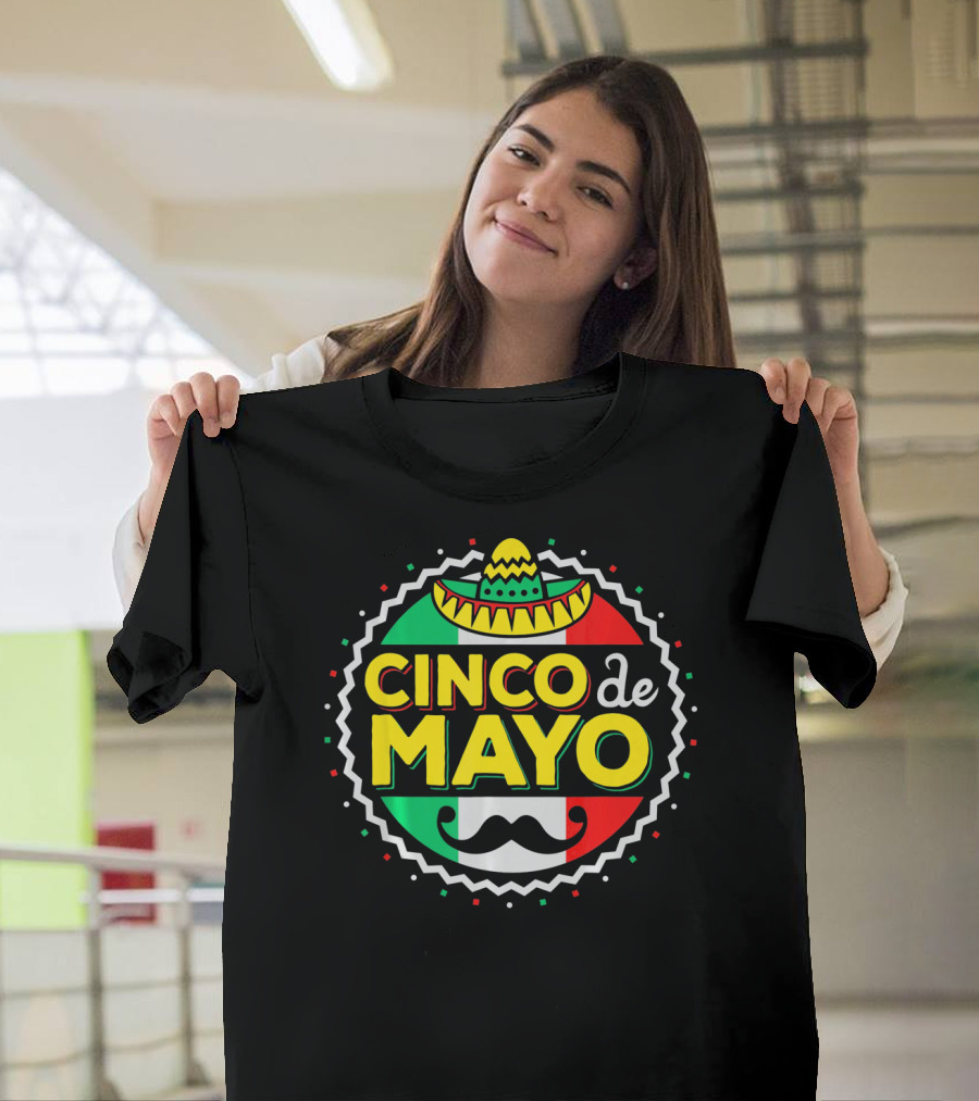Cinco De Mayo Mexican Sombrero Mustache T-Shirt