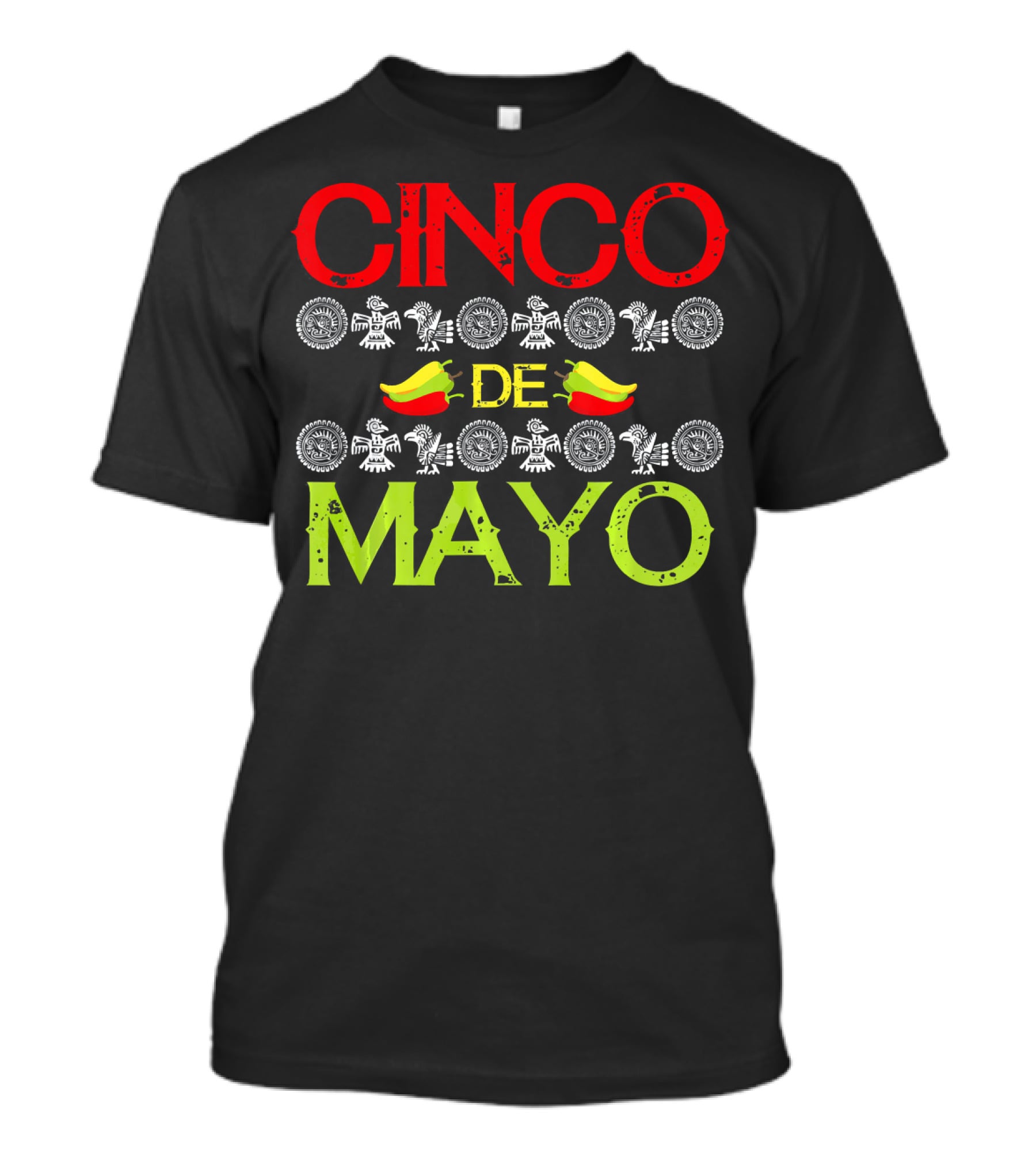 CINCO DE MAYO Mexican Festival Icons With Peppers T-Shirt