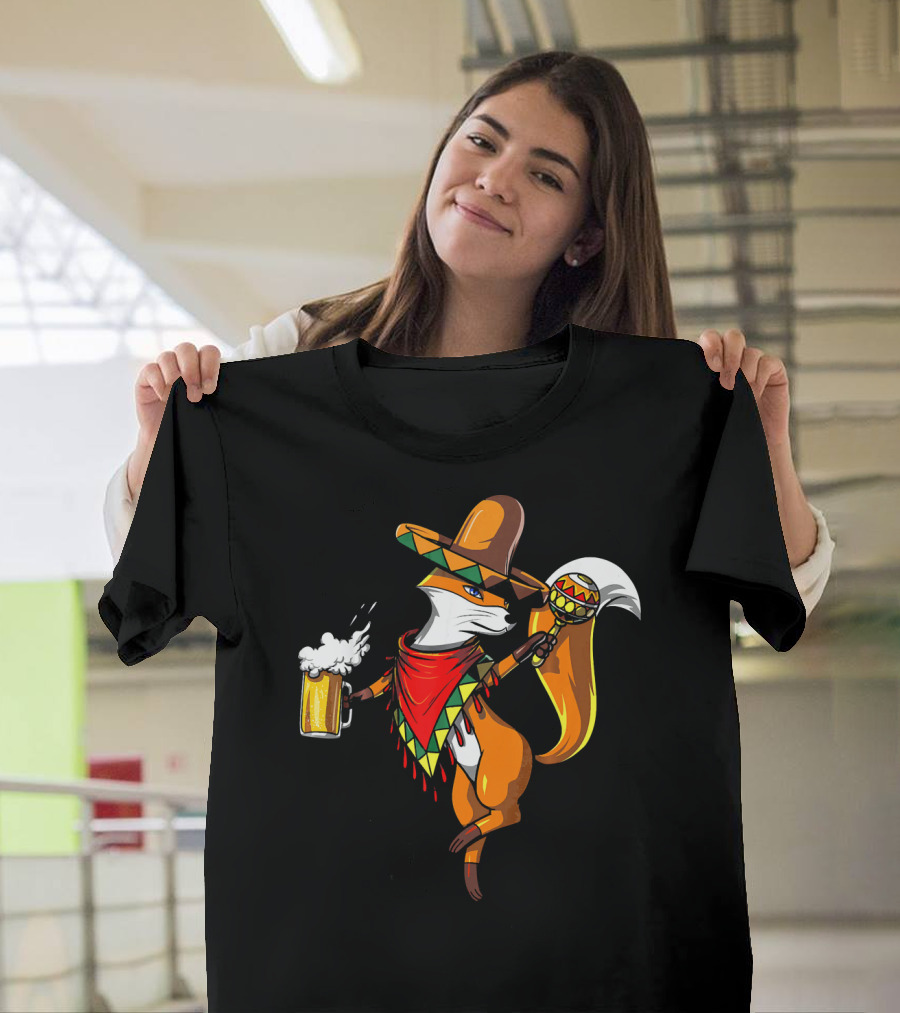 Fox Cinco De Mayo Sombrero Fiesta Beer Fox T-Shirt