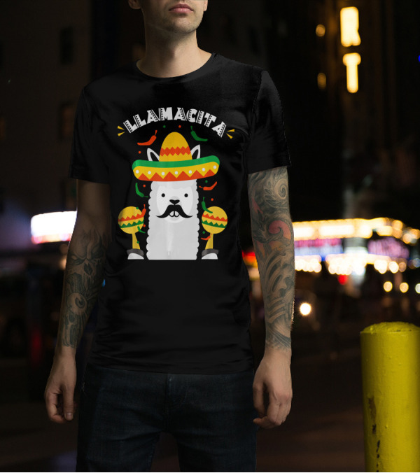 Llamacita Cinco De Mayo Party Llama Sombrero Maracas T-Shirt