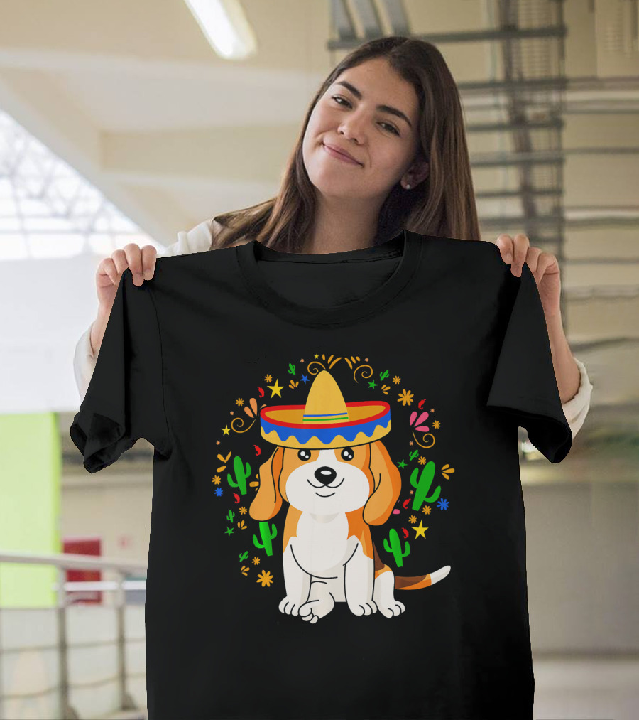 Cinco De Mayo Beagle Sombrero Cactus T-Shirt