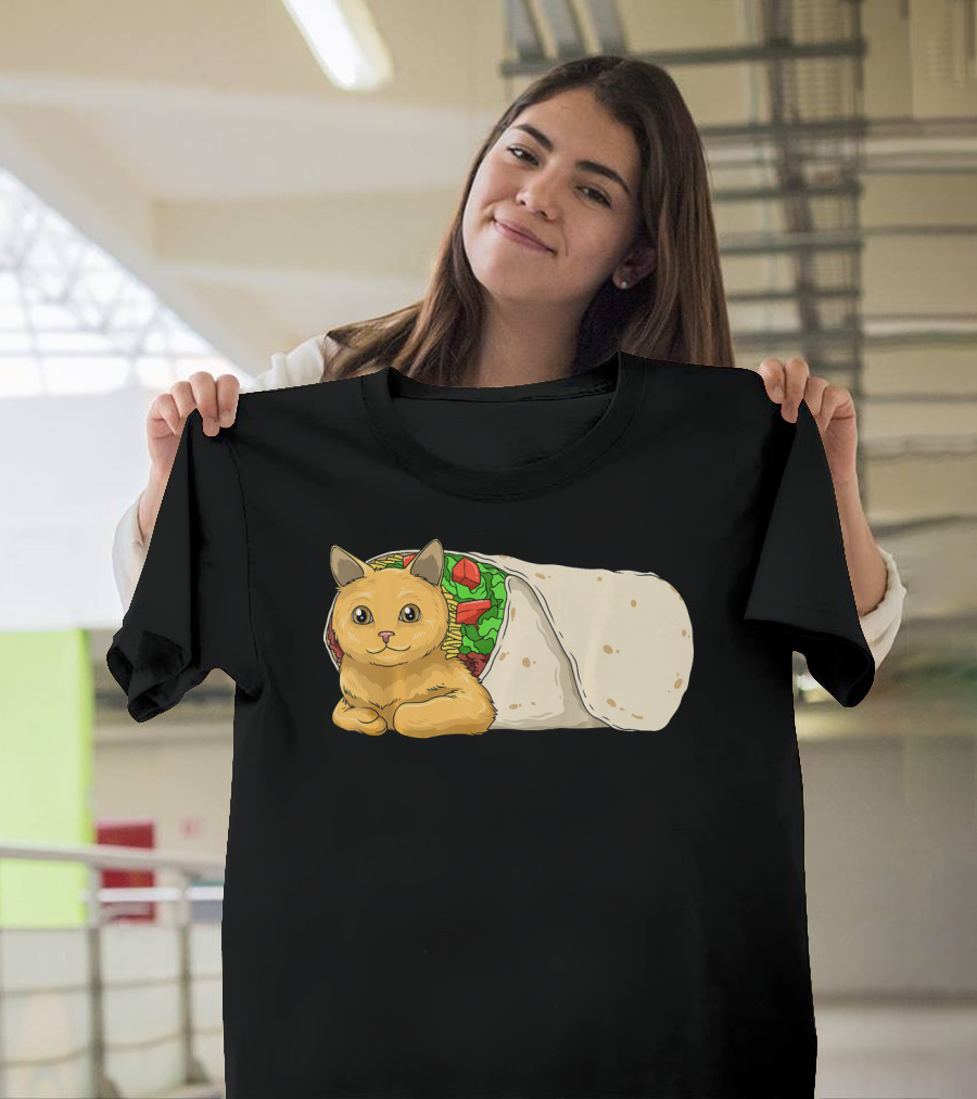 Cat Burrito Mexican Cat Cinco De Mayo Festive Humor T-Shirt
