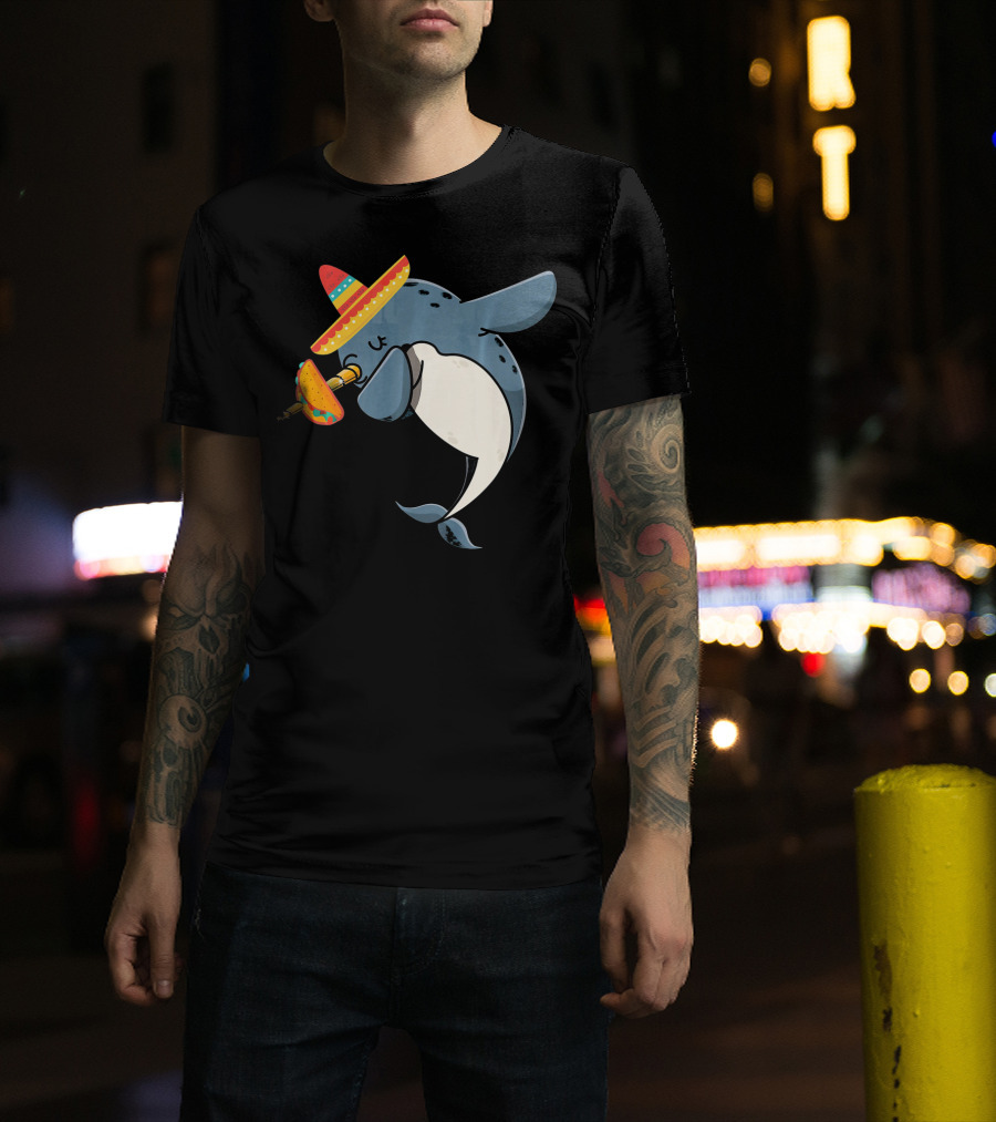 Narwhal Sombrero Taco Cinco De Mayo Funny Narwhal T-Shirt