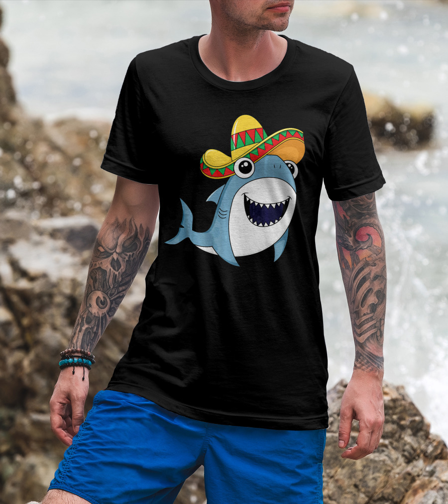 Kids Cinco De Mayo Sombrero Shark Boys Me T-Shirt