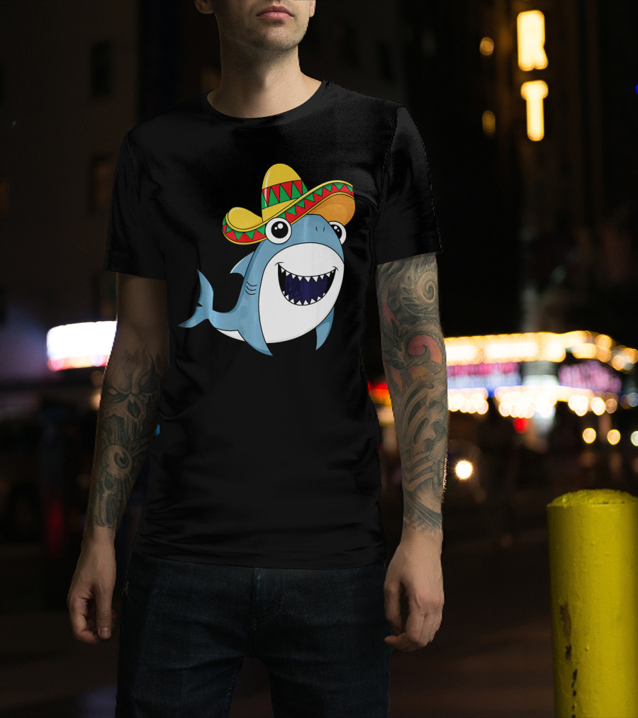 Kids Cinco De Mayo Sombrero Shark Boys Me T-Shirt