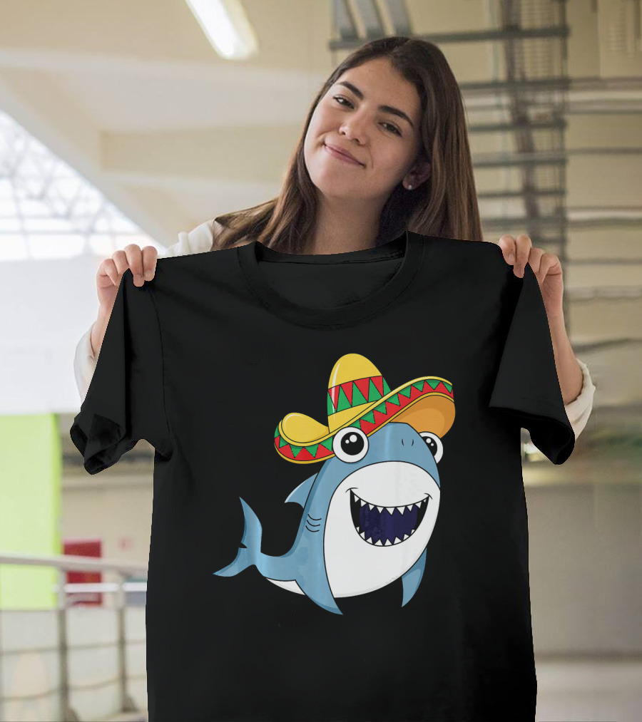 Kids Cinco De Mayo Sombrero Shark Boys Me T-Shirt