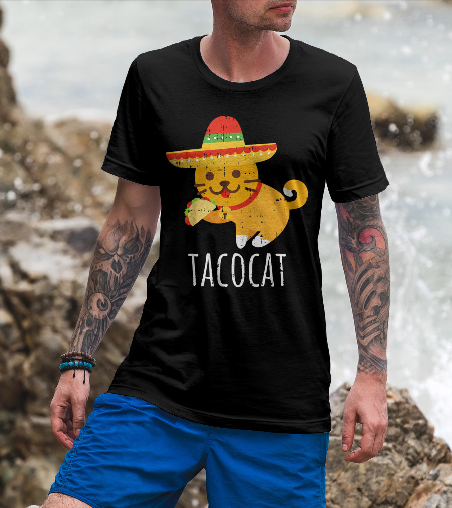 Tacocat Sombrero Taco Cat Funny Mexican Cinco De Mayo T-Shirt