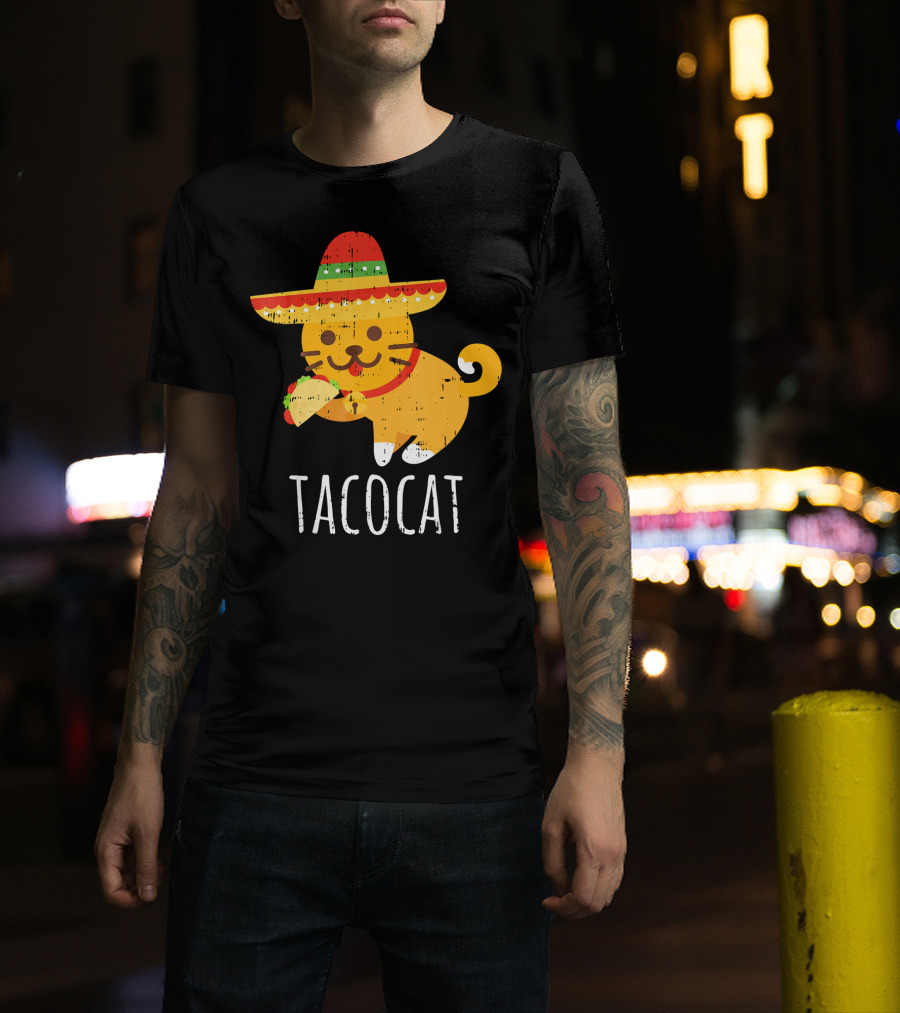 Tacocat Sombrero Taco Cat Funny Mexican Cinco De Mayo T-Shirt