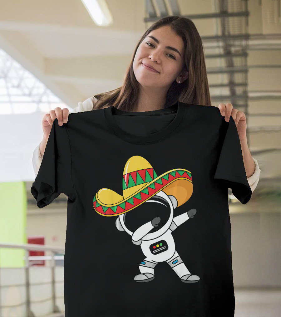 Kids Cinco De Mayo Astronaut Sombrero Dabbing T-Shirt