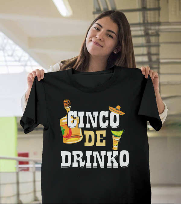 Cinco De Drinko Mexican Funny Sombrero Bottle Lime T-Shirt
