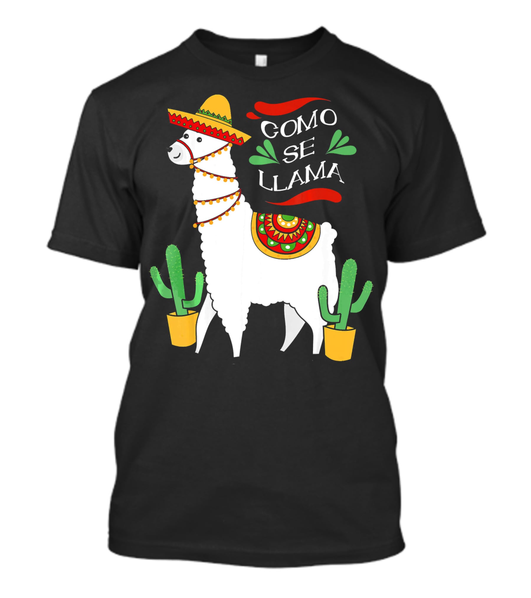 Como Se Llama Cactus Cute Llama With Sombrero Cinco De Mayo T-Shirt
