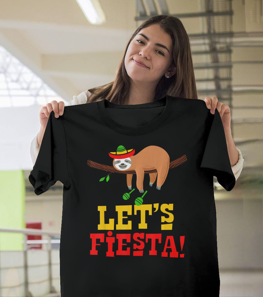 Let's Fiesta Cinco De Mayo Sloth Sombrero T-Shirt
