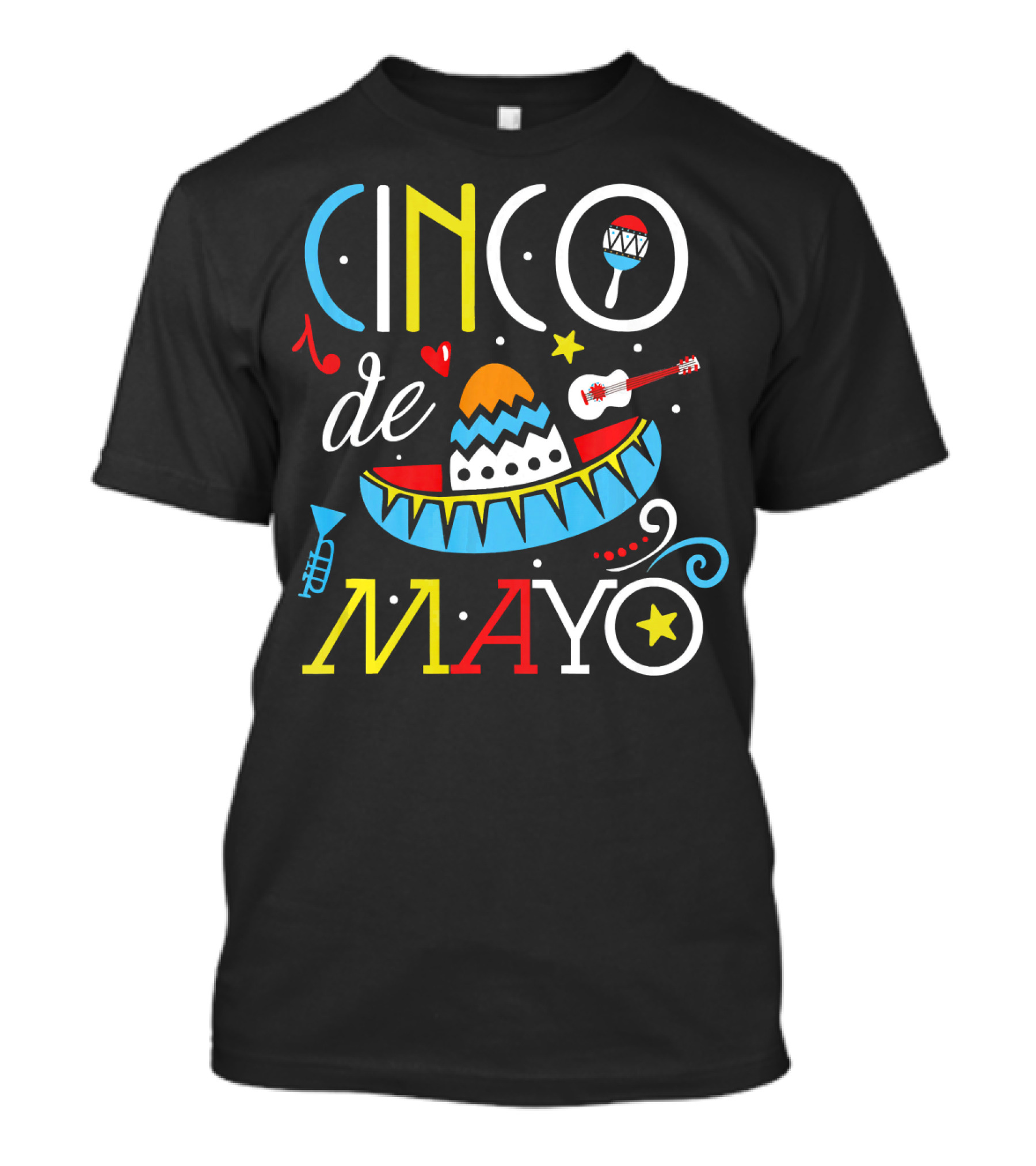 Cinco De Mayo Party Sombrero Maraca Guitar T-Shirt