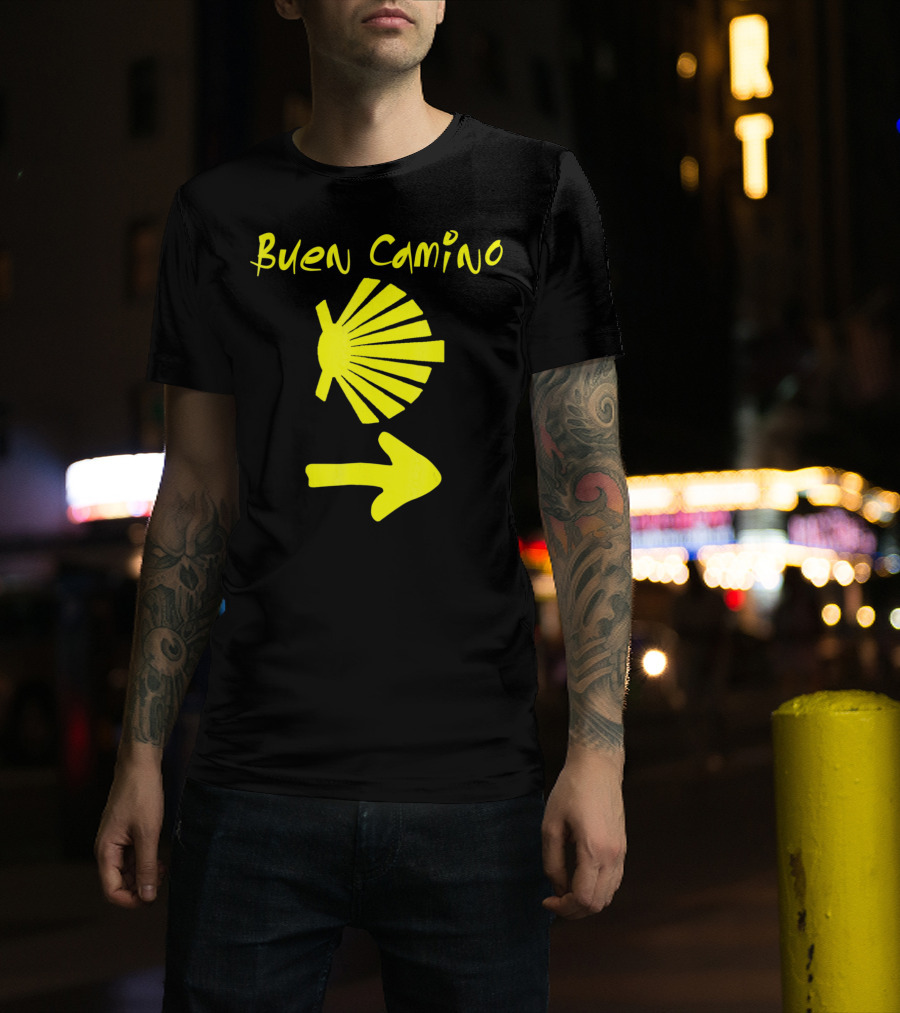 Buen Camino Santiago Yellow Shell Arrow T-Shirt