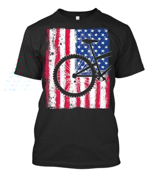 Mountain Bike Cycling American Flag Bicycle USA T-Shirt