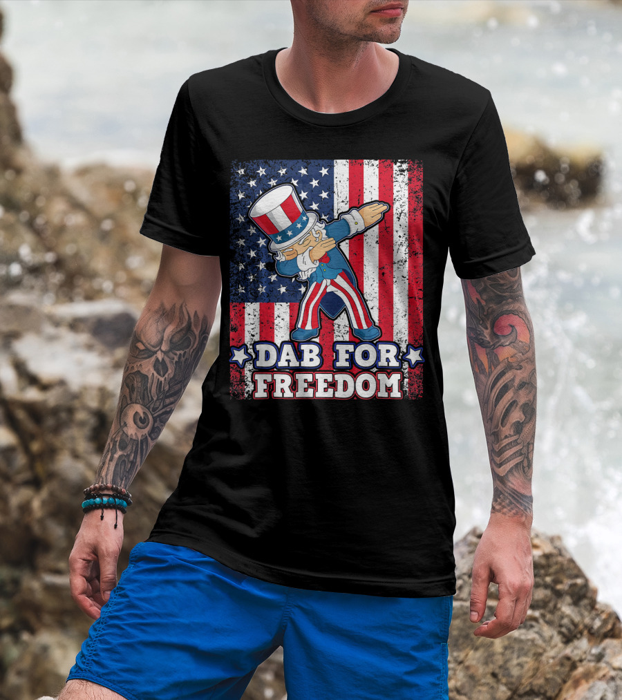 Uncle Sam Dabbing Dab For Freedom Patriotic Flag T-Shirt