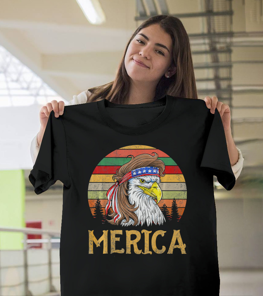 Merica Eagle Mullet American 4th of July T-Shirt