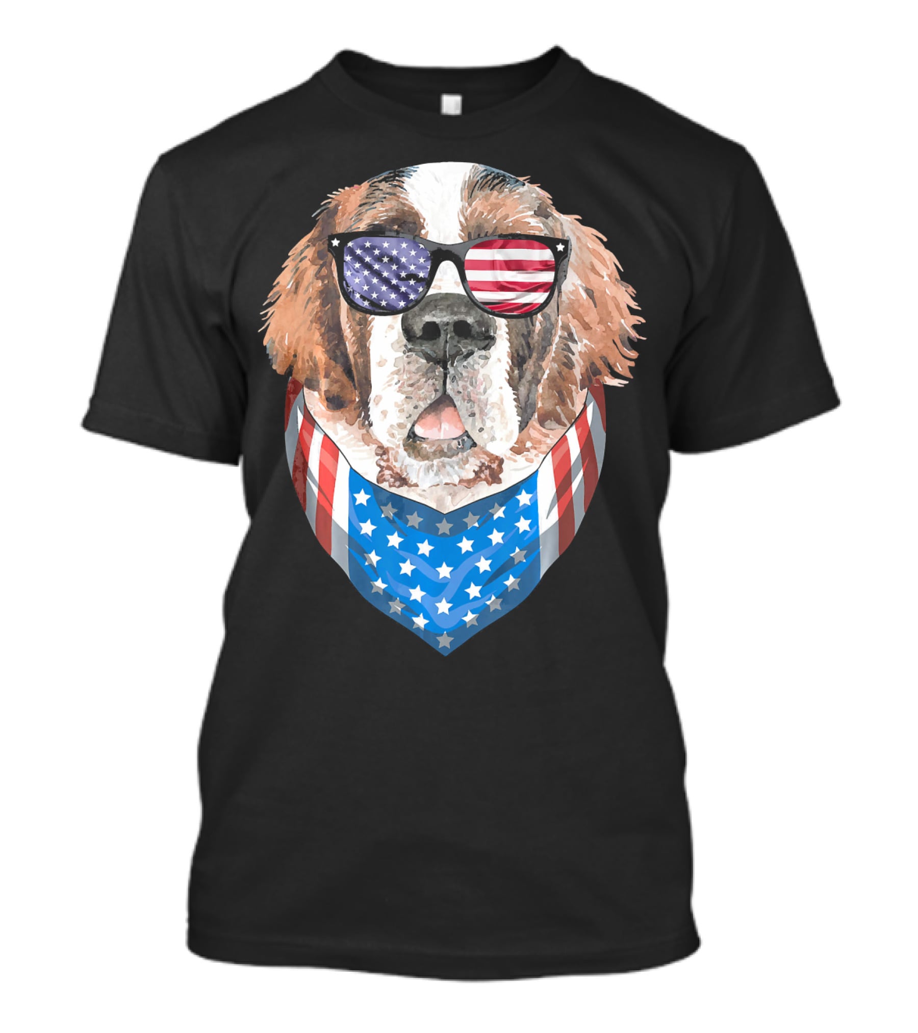 Fourth Of July American Flag Dog Sunglasses Bandana T-Shirt