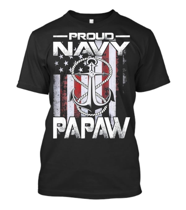 Proud Navy Papaw American Flag Anchor USA T-Shirt
