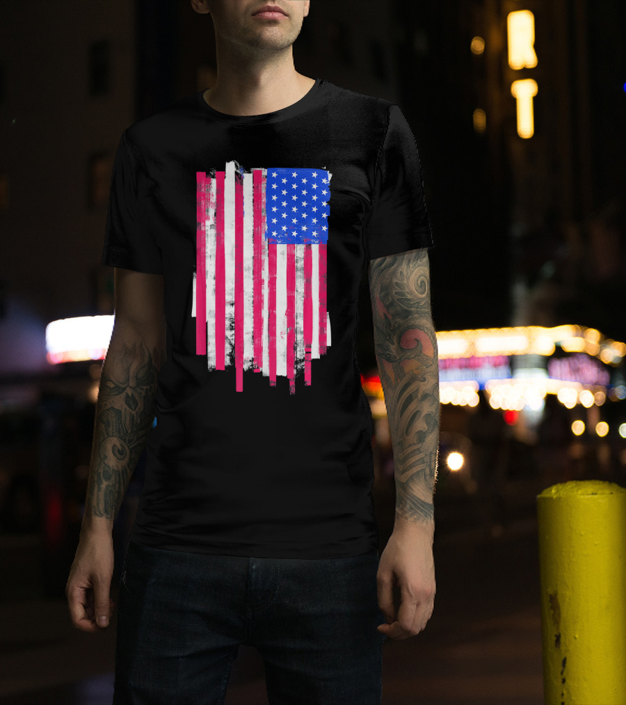 American Distressed USA Flag Patriotic T-Shirt