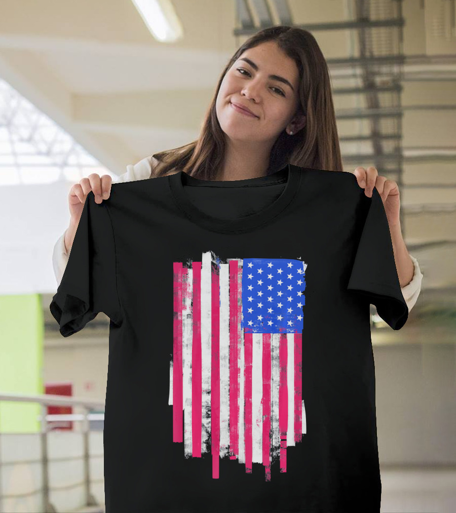 American Distressed USA Flag Patriotic T-Shirt
