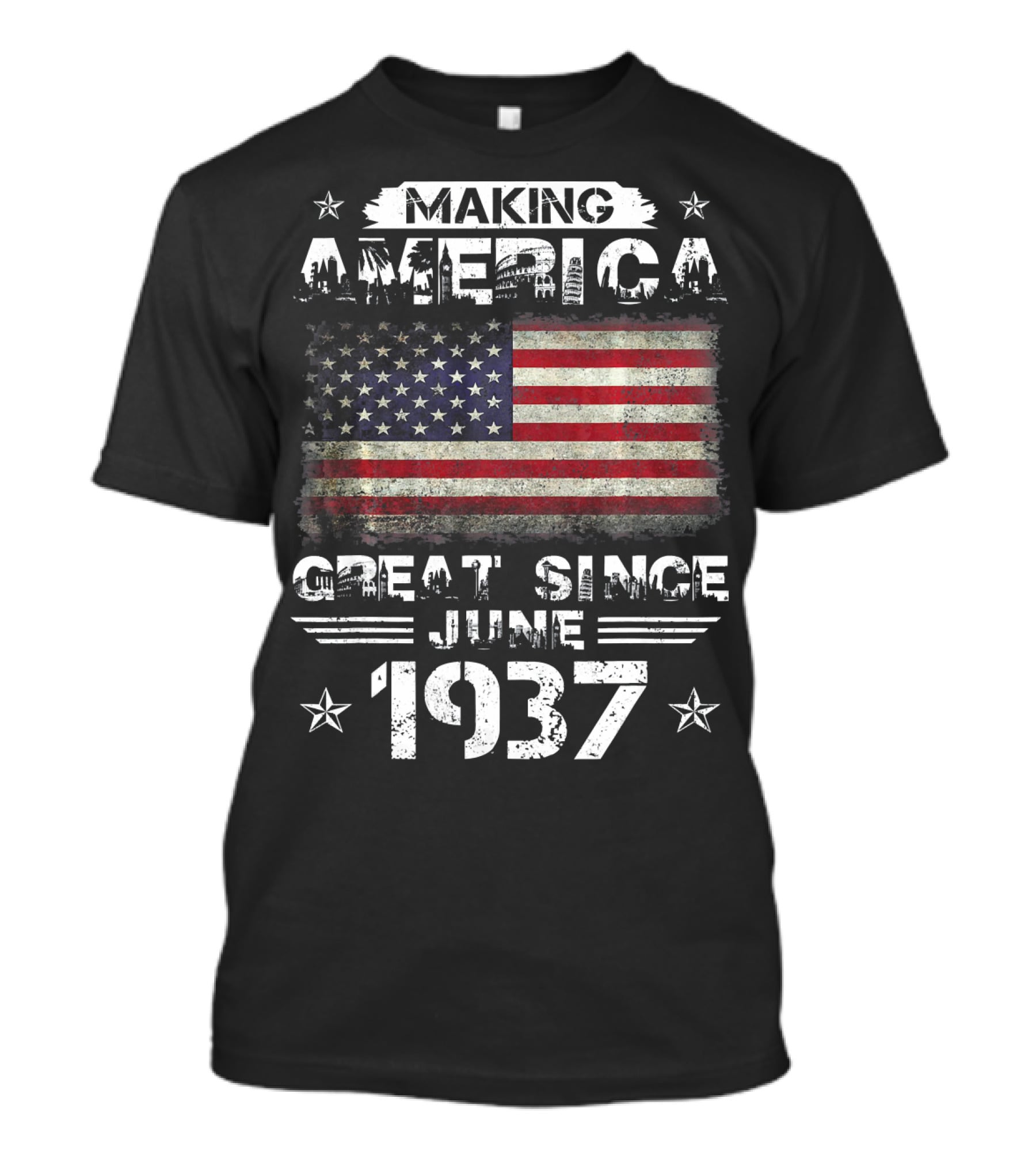 Making America Great Since June 1937 USA Flag Stars T-Shirt