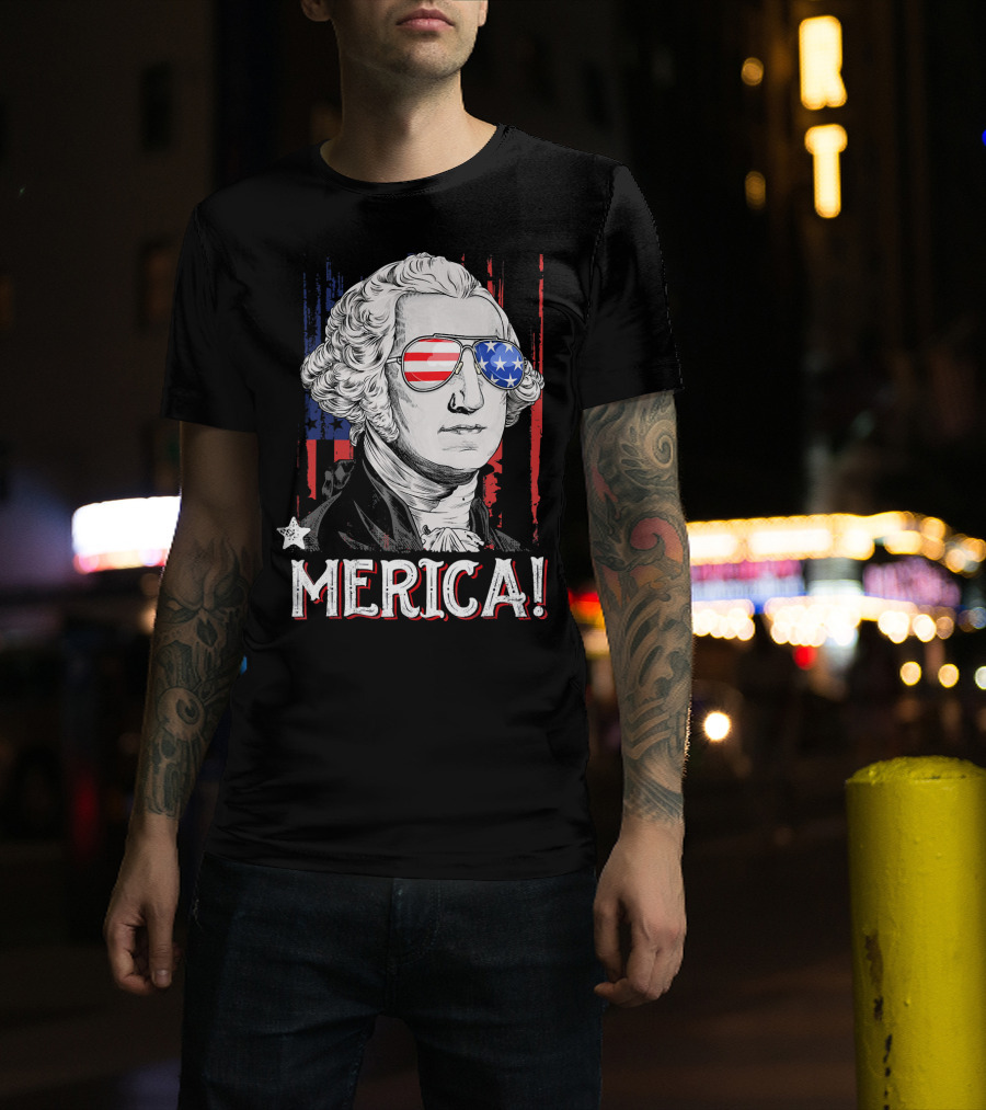 Star-Spangled George Washington Cool Shades Merica T-Shirt