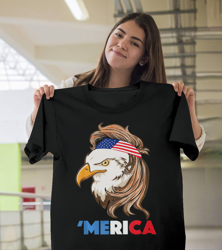 Bald Eagle Mullet 'Merica 4th of July Amer T-Shirt